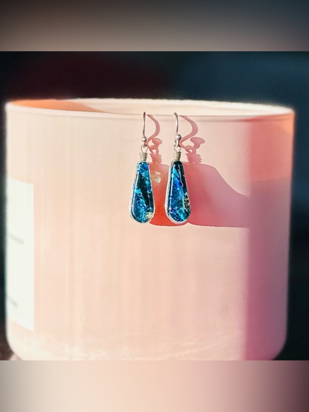Blue Iridescent Teardrop Dangle Earrings – Alaska Gift Shop